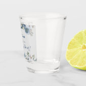 Dusty Blue en Gray Floral Botanical Wedding Shot Glas (Rechts)