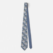 Dusty Blue en Gray Floral Vader van de Bride Stropdas (Voorkant)