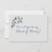 Dusty Blue en Gray Floral zijn mijn zegen van eer Kaart (Achterkant)