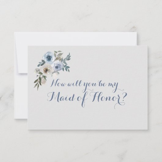 Dusty Blue en Gray Floral zijn mijn zegen van eer Kaart (Achterkant)