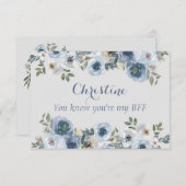 Dusty Blue en Gray Floral zijn mijn zegen van eer Kaart (Voorkant / Achterkant)