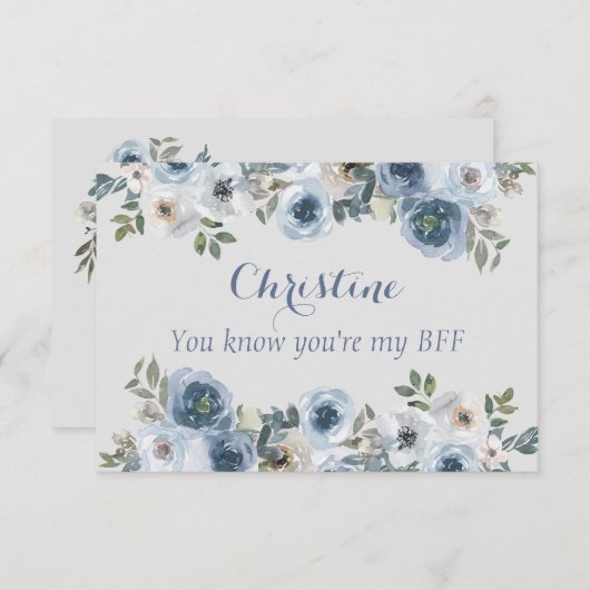 Dusty Blue en Gray Floral zijn mijn zegen van eer Kaart (Voorkant / Achterkant)