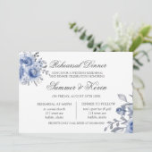 Dusty Blue en Gray Peony Engagement Party Kaart (Staand voorkant)