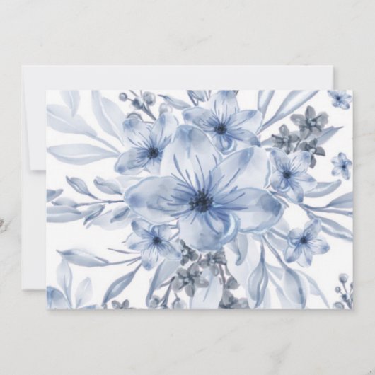 Dusty Blue en Gray Peony Engagement Party Kaart (Achterkant)