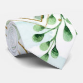 Dusty Blue en Greenery Gold Wedding Stropdas (Opgerold)