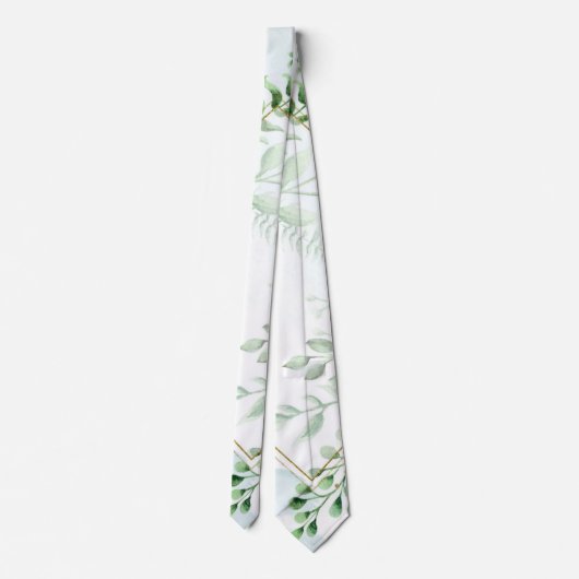 Dusty Blue en Greenery Gold Wedding Stropdas (Achterkant)