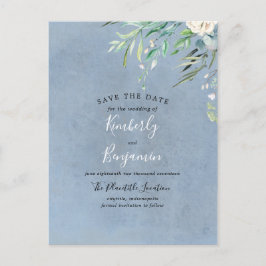 Dusty Blue en Greenery Save the Date Aankondigingskaart