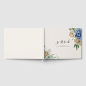 Dusty Blue en Ivory Bloemen Bruiloft Gastenboek (Volledig)