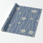 Dusty Blue en Ivory kerstventilator Cadeaupapier (Uitgerold)