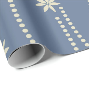 Dusty Blue en Ivory kerstventilator Cadeaupapier
