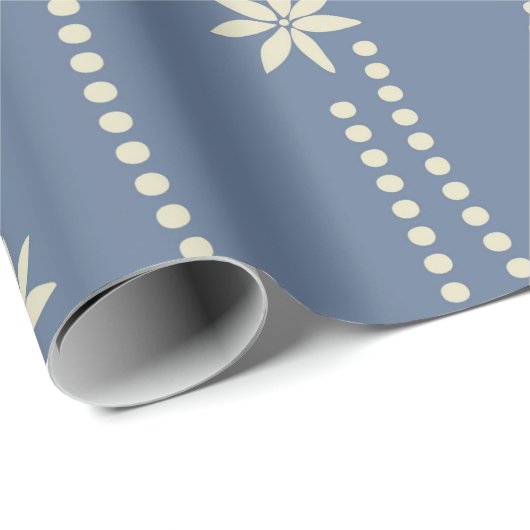 Dusty Blue en Ivory kerstventilator Cadeaupapier (Rol Hoek)