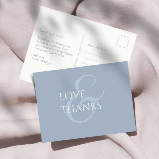 Dusty Blue en Ivory Non-Photo Bedankt Briefkaart