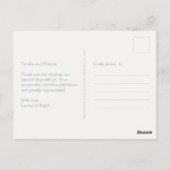 Dusty Blue en Ivory Non-Photo Bedankt Briefkaart (Achterkant)