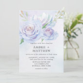 Dusty Blue en Lavender Paint Peony Wedding Invite (Staand voorkant)