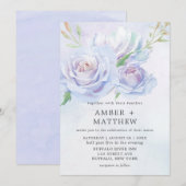 Dusty Blue en Lavender Paint Peony Wedding Invite (Voorkant / Achterkant)