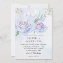 Dusty Blue en Lavender Paint Peony Wedding Invite