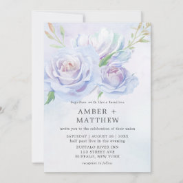 Dusty Blue en Lavender Paint Peony Wedding Invite