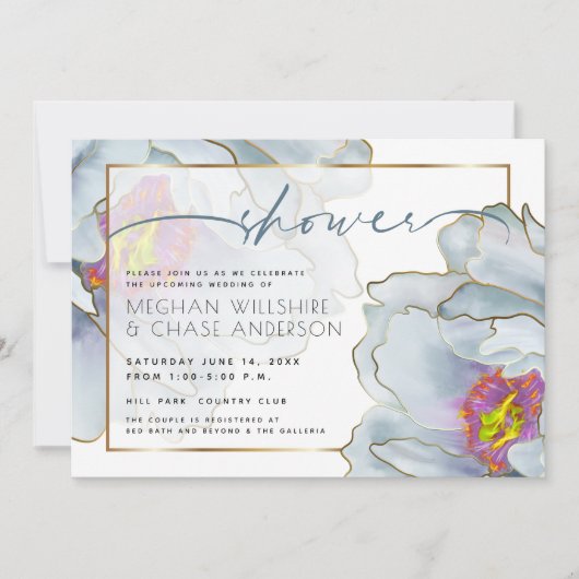 Dusty Blue en Lila exotic Couple's Shower Kaart (Voorkant)