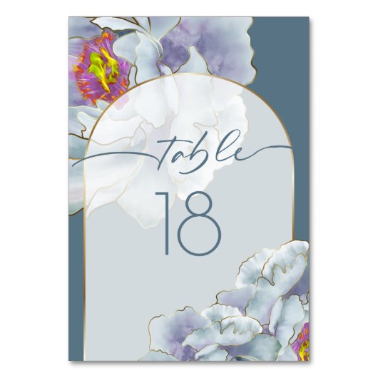 Dusty Blue en Lila exotische Floral Kaart (Achterkant)