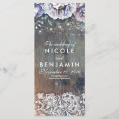 Dusty Blue en Maroon Bloemen Wedding Programma's (Voorkant)