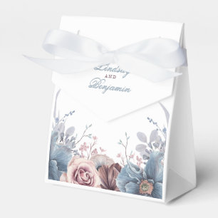 Dusty Blue en Mauve Bloemen Waterverf Bruiloft Bedankdoosjes