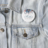 Dusty Blue en Mauve Bloemen Waterverf Bruiloft Ronde Button 5,7 Cm (In situ)