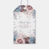 Dusty Blue en Mauve Bloemenbruiloft Cadeaulabel (Voorkant)