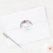 Dusty Blue en Mauve Bloemenbruiloft Ronde Sticker (Envelop)
