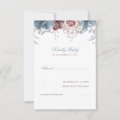 Dusty Blue en Mauve Bloemenbruiloft RSVP (Voorkant)