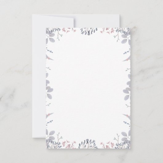 Dusty Blue en Mauve Bloemenbruiloft RSVP (Achterkant)