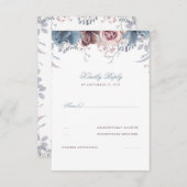 Dusty Blue en Mauve Bloemenbruiloft RSVP (Voorkant / Achterkant)