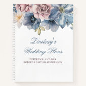 Dusty Blue en Mauve Floral Elegant Modern Notitieboek (Voorkant)