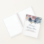 Dusty Blue en Mauve Floral Elegant Modern Notitieboek (Binnen)