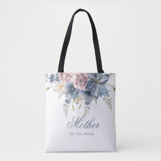 Dusty Blue en Mauve Floral Elegant Wedding Tote Bag (Voorkant)