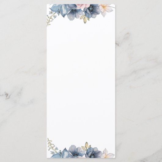 Dusty Blue en Mauve Floral Moderne Huwelijksmenu's Programmakaart (Achterkant)