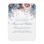 Dusty Blue en Mauve Floral Save the Date Magneet (Verticaal)