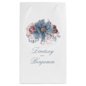 Dusty Blue en Mauve Floral Waterverf Elegant Klein Cadeauzakje (Achterkant)
