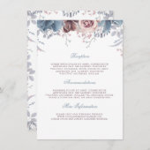 Dusty Blue en Mauve trouwinformatie Gast Informatiekaartje (Voorkant / Achterkant)