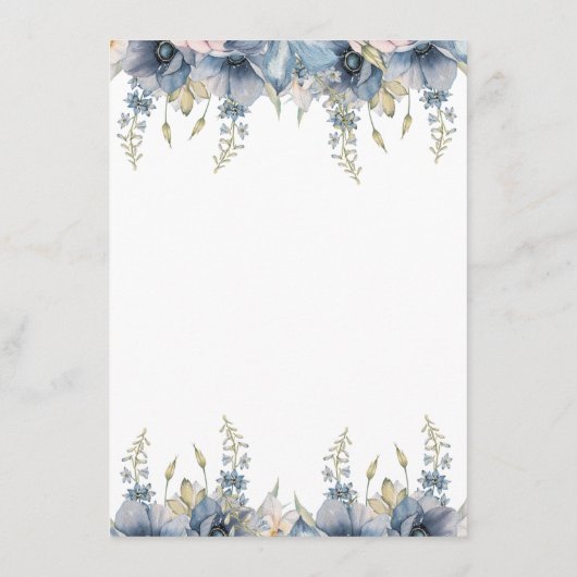 Dusty Blue en Mauve Waterverf Floral Wedding Informatiekaartje (Achterkant)