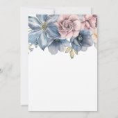 Dusty Blue en Mauve Waterverf Floral Wedding Kaart (Achterkant)