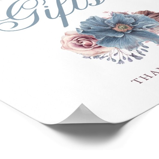 Dusty Blue en Mauve Wedding Cards en Gifts Sign Poster (Hoek)