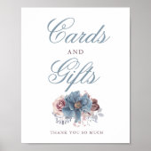Dusty Blue en Mauve Wedding Cards en Gifts Sign Poster (Voorkant)