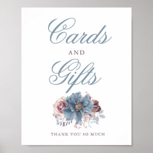 Dusty Blue en Mauve Wedding Cards en Gifts Sign Poster