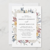 Dusty Blue en Mauve Wildflower Meadow Wedding Kaart (Voorkant)