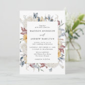 Dusty Blue en Mauve Wildflower Meadow Wedding Kaart (Staand voorkant)
