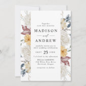 Dusty Blue en Mauve Wildflower Meadow Wedding Kaart (Voorkant)