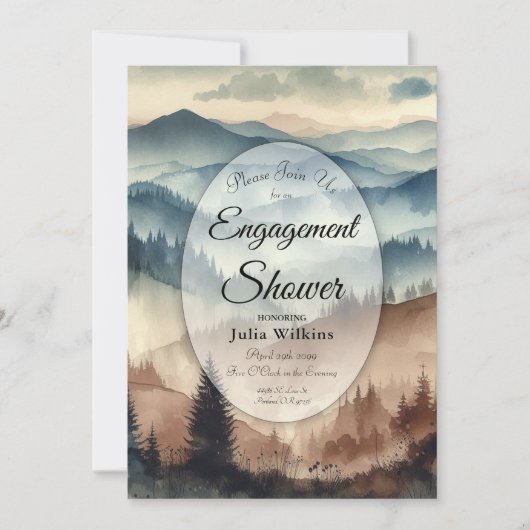 Dusty Blue en Mocha Brown Mountains Douche Kaart (Voorkant)