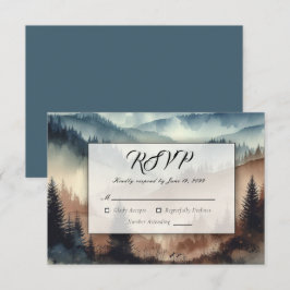 Dusty Blue en Mocha Brown Mountains RSVP Kaartje