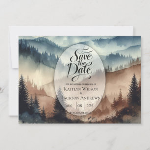 Dusty Blue en Mocha Brown Mountains Save The Date