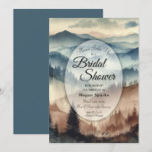 Dusty Blue en Mocha Brown Mountains Vrijgezellenfe Kaart (Voorkant / Achterkant)